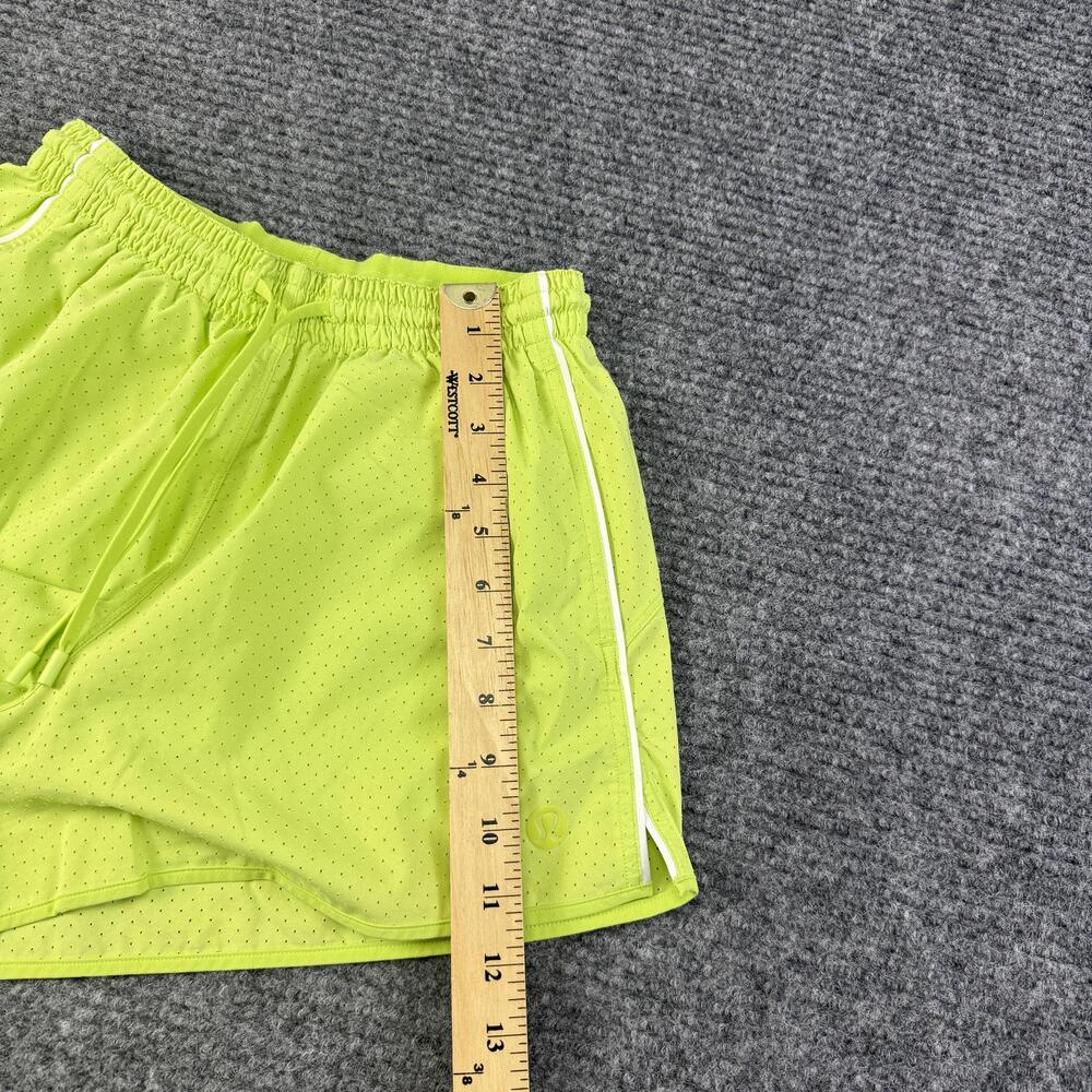 Lululemon Shorts Womens 2 Green Mesh Lined Running 3 In Inseam Neon Athletic - Picture 5 of 9